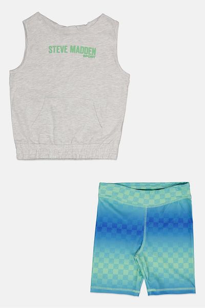 Steve Madden Kids Boy2 Piece Sportswear Fit Sleeveless Hoodie And Short, Multicolor