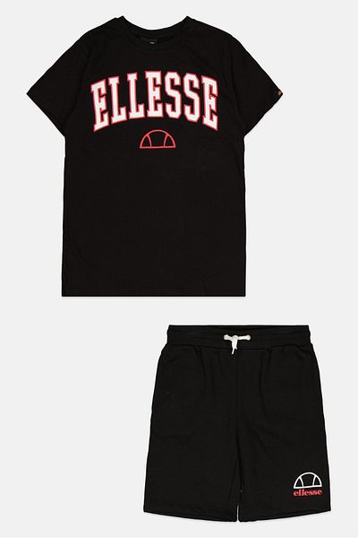 Ellesse Kids Boy 2 Pcs Sportswear Brand Logo T Shirt And Short Set, Black