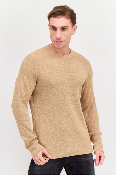 Selected Homme Men Crew Neck Long Sleeve Knitted Sweater, Brown