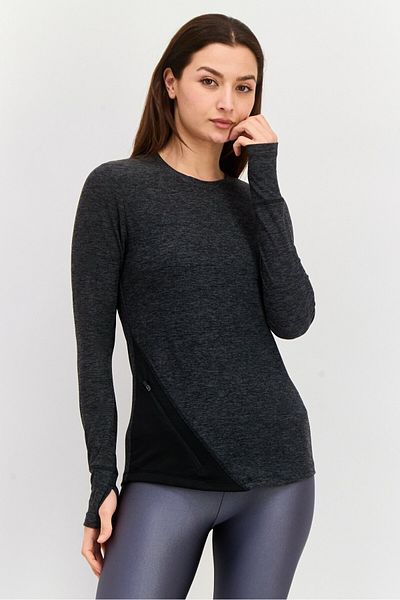 Nine West Women Sportswear Fit Long Sleeves Training Top, Dark Grey