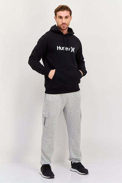 Hurley Men Sportswear Fit Brand Logo Long Sleeves Outdoor Sweatshirt, Black