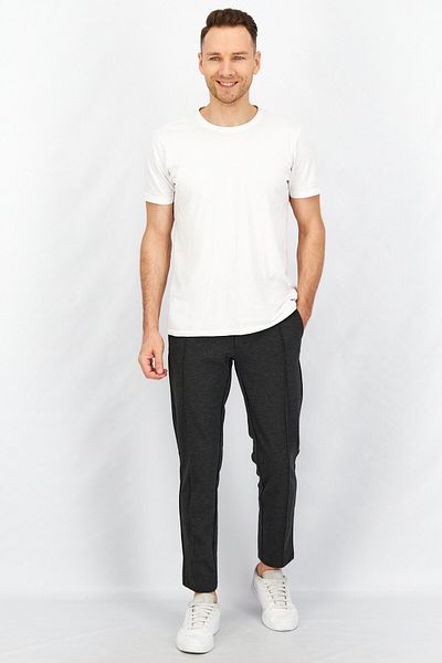 CELIO Men Regular Fit Drawstring Pull-on Heather Pants, Black