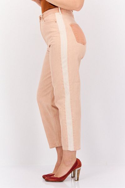 Scotch & Soda Women Regular Fit High Rise Textured Straight Leg Pant, Peach