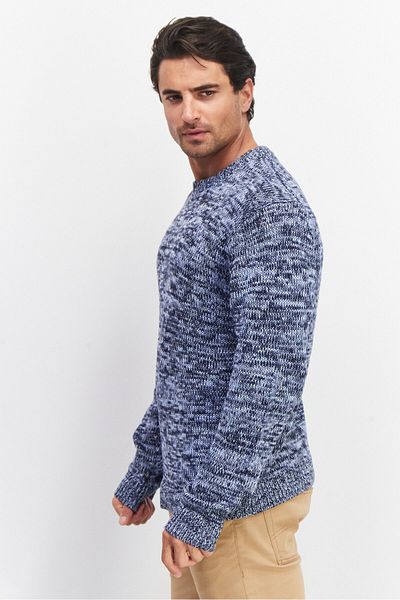 French Connection Men Crew Neck Knitted Sweater, Navy Blue