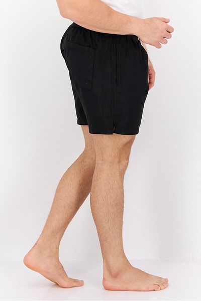 GAZZARRİNİ Men Drawstring Embroidered Logo Swim Short, Black
