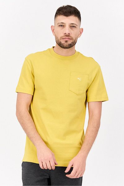 Puma Men Sportswear Fit Crew Neck Short Sleeve Outdoor T Shirt, Yellow