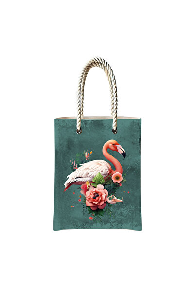 cantasepette Flamingo Sanatsal Temalı Fermuarlı Günlük Kullanım Bez Çanta
