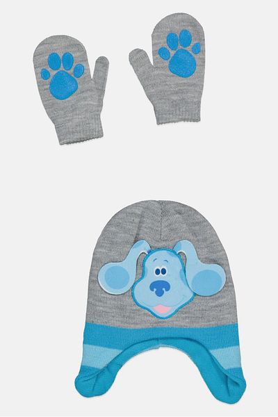 NİCKELODEON Toddlers Boy 2 Pcs Graphic Bennie And Mittens Set, Grey