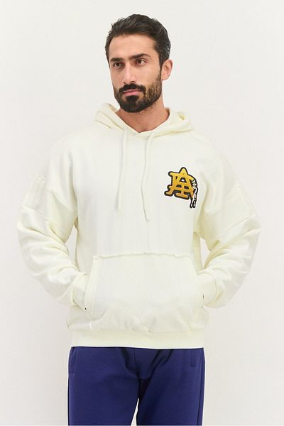 adidas Men Sportswear Fit Long Sleeve Outdoor Hooded Sweatshirt, Off White
