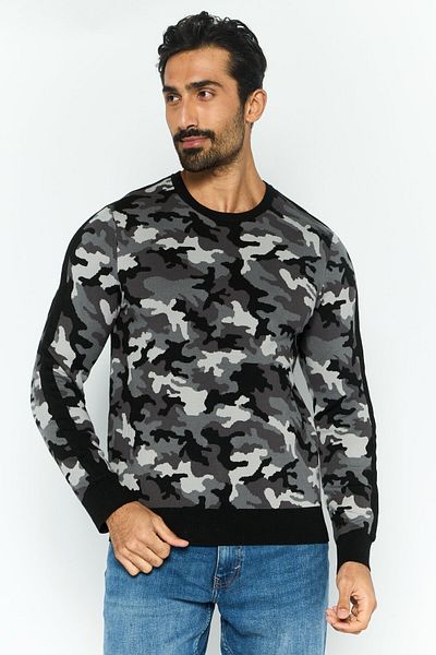Michael Kors Men Camouflage Logo Long Sleeve Sweatshirt, Multicolor