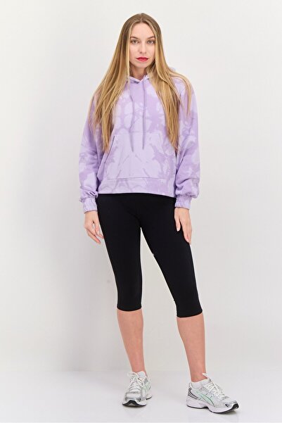 Levi's Women Allover Print Long Sleeves Hooded Sweatshirt, Lavender