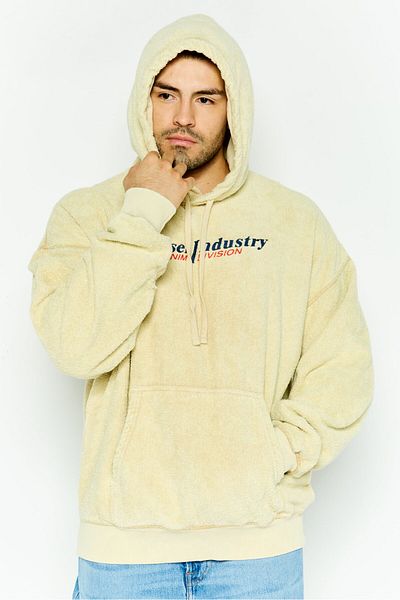 Diesel Men Hooded Long Sleeves Embroidered Hoodies, Beige