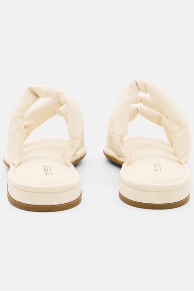 Aerosoles Women Leather Slip On Sandals, Off White