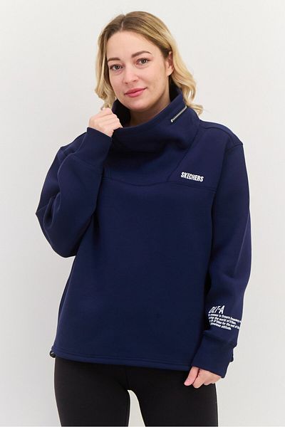 SKECHERS Women Sportswear Fit Long Sleeves Outdoor Sweatshirt, Navy Blue