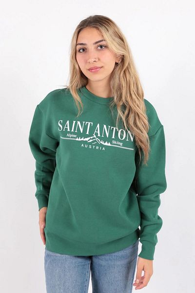 Fashion Friends Sweat cu imprimeu cu gât crew verde