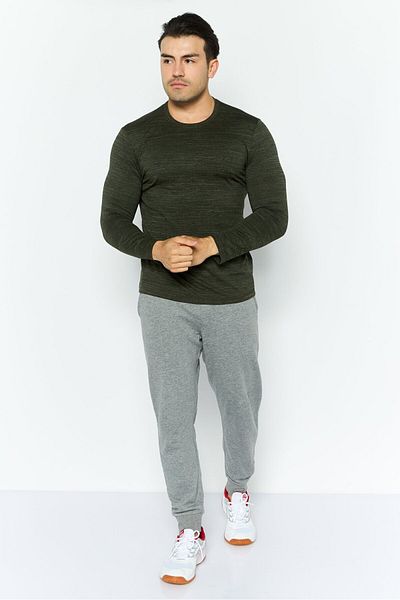 SKECHERS Men Sportswear Fit Long Sleeves Training T-shirt, Olive Heather
