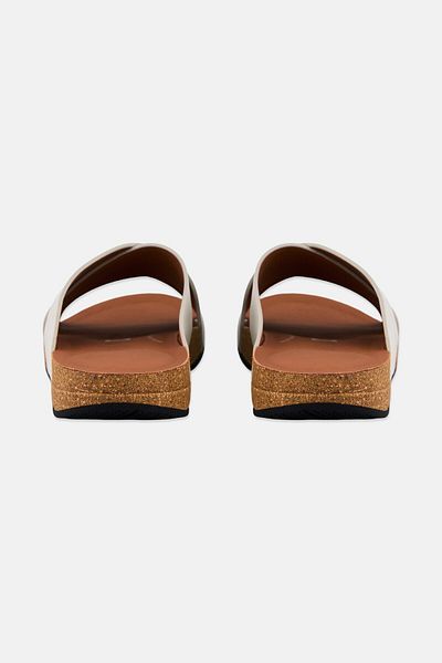 Fitflop Men Iqushion Leather Cross Slip On Slides, Clay Grey