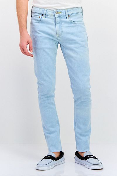 Scotch & Soda Men Skinny Fit Washed Stretchable Jeans, Light Blue