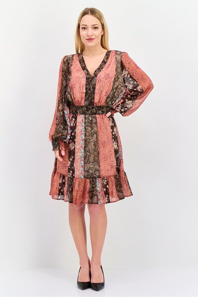 Dex Women Allover Print Midi Dress, Rust
