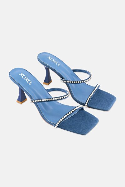 XOXO Women Slip On Rhinestone Strap Sandals, Denim Blue