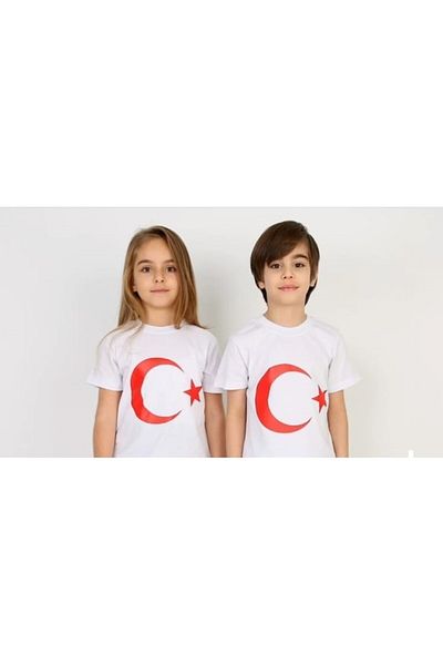 STOPER Tricou unisex pentru copii 5-12 ani - imprimeu steag turcesc