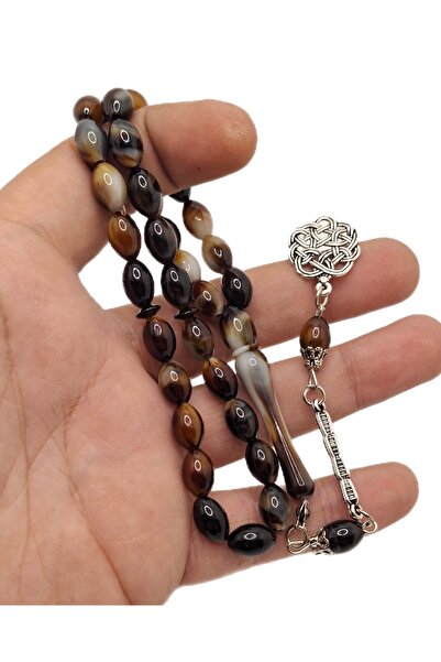 Han Ticarethane Mărgele de rugăciune din chihlimbar pudră de culoare mixtă maro