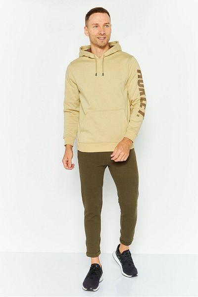Hurley Men Hooded Long Sleeve Brand Logo Sweatshirt, Beige