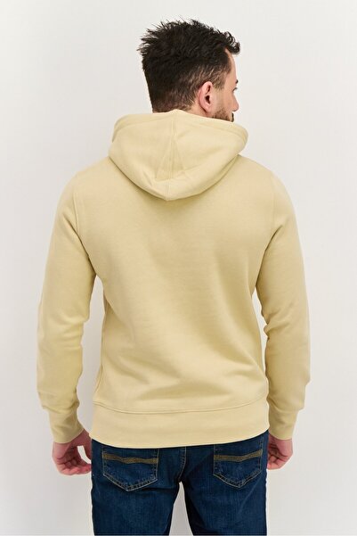 Esprit Men Brand Logo Long Sleeves Hoodies, Beige