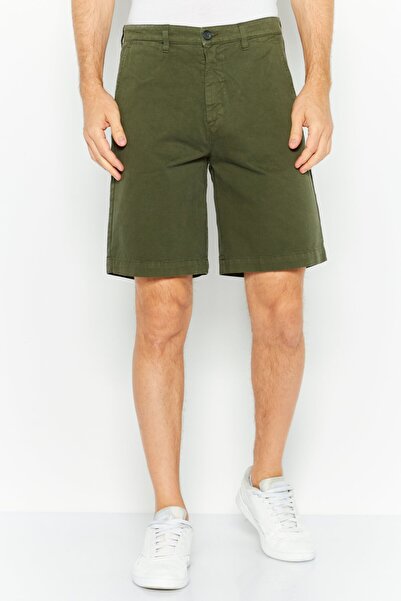 Diesel Men Plain Chino Shorts, Dark Olive