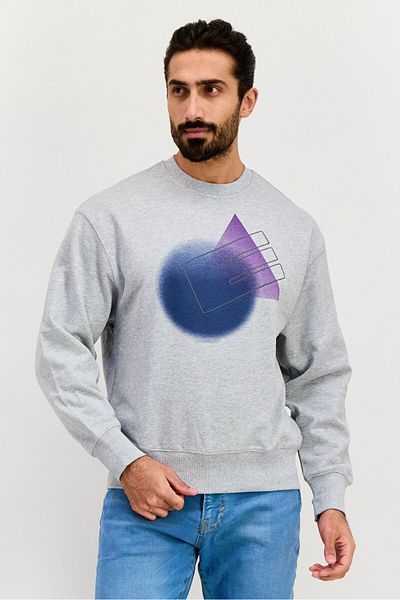 Esprit Men Crew Neck Embroidered Long Sleeves Sweatshirt, Grey