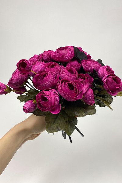 Hayalperest boncuk Σκούρο Φούξια Παιώνια Eren Rose Τεχνητό Λουλούδι 3 Μάτσο