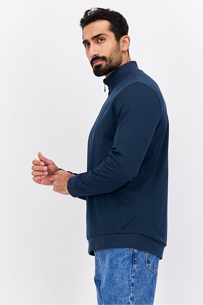 Lyle & Scott Men Mock Neck Long Sleeves Brand Logo Sweatshirt, Navy