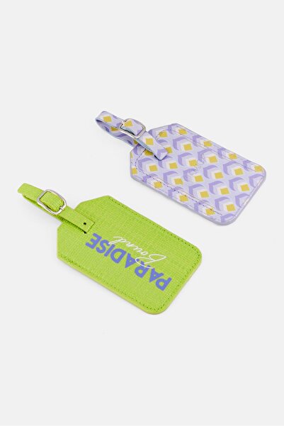 Miamica 2 Piece Textured Luggage Tag, Green Combo