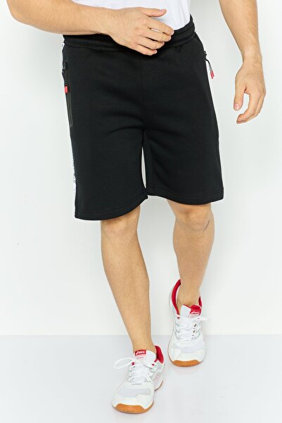 Brave Soul Men Brand Logo Basic Shorts, Black