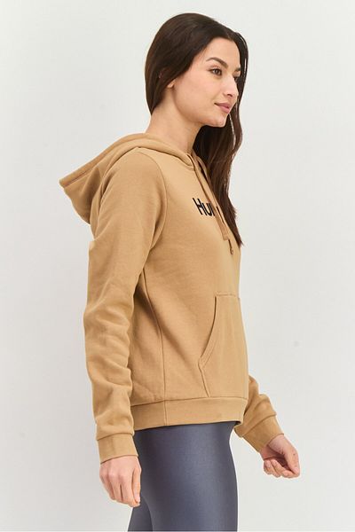 Hurley Women Long Sleeve Brand Logo Hoodies, Dark Beige
