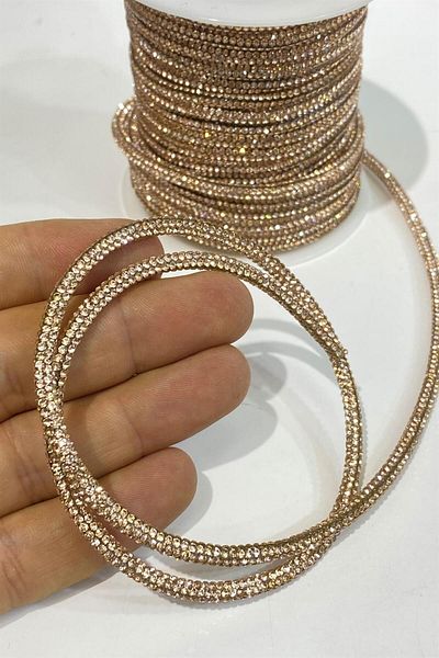 Hayalperest boncuk Rose Color Stoned Full Pipe Strip