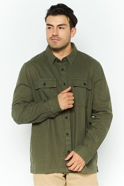 Threadbare Men Regular Fit Solid Long Sleeves Casual Shirt, Khaki