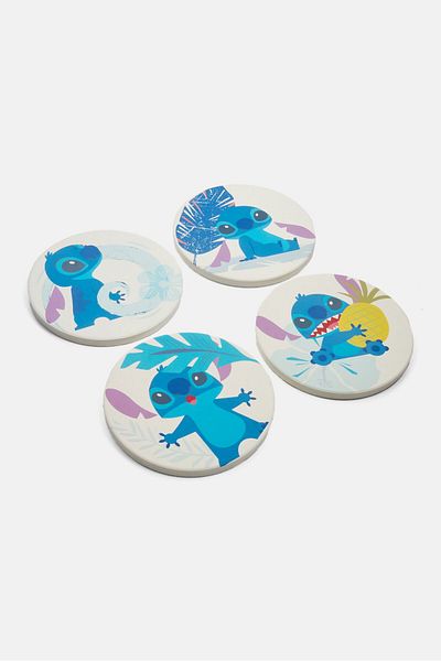 Disney 4 Pieces Graphic Print Ceramic Coasters Set, Assorteed