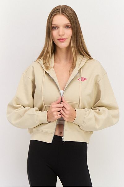 Esprit Women Hooded Brand Logo Long Sleeves Sweatshirt, Beige