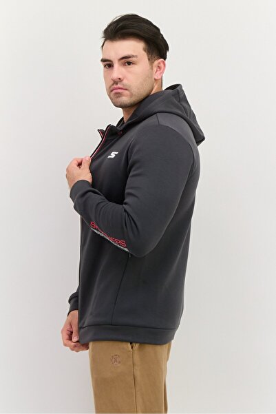 SKECHERS Men Sportswear Fit Long Sleeve Outdoor Hooded Jacket, Grey