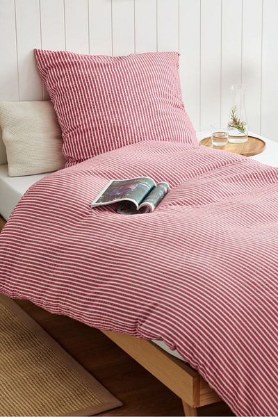 Tchibo Single Seer Sucker Duvet Set 135 X 200 Cm, Red