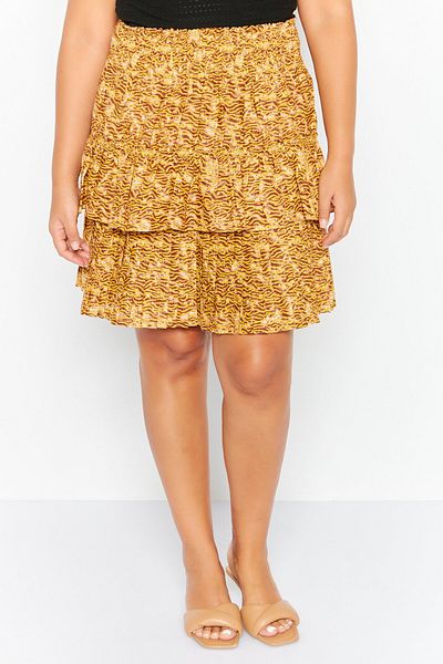Scotch & Soda Women Allover Print Smocked Mini Skirt, Beige