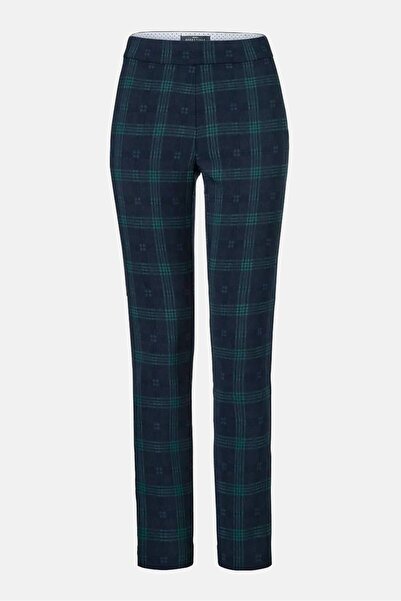 Tchibo Women Slim Fit Checkered Casual Chino Pant, Green Combo