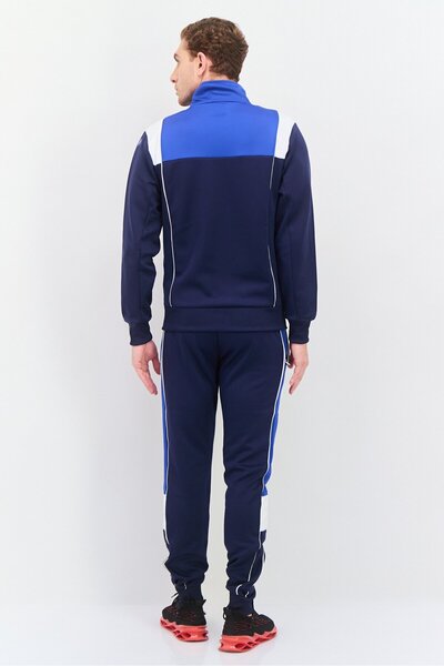 Crosshatch Men Sportswear Fit 2 Pieces Brand Logo Tracksuit, Blue Combo