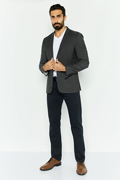 Calvin Klein Men Fitted Plain Formal Blazer, Rock Grey