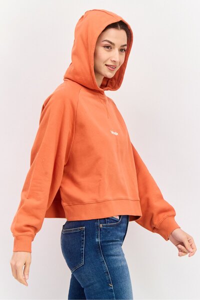 WRANGLER Women Hood Neck Brand Logo Hoodie, Orange