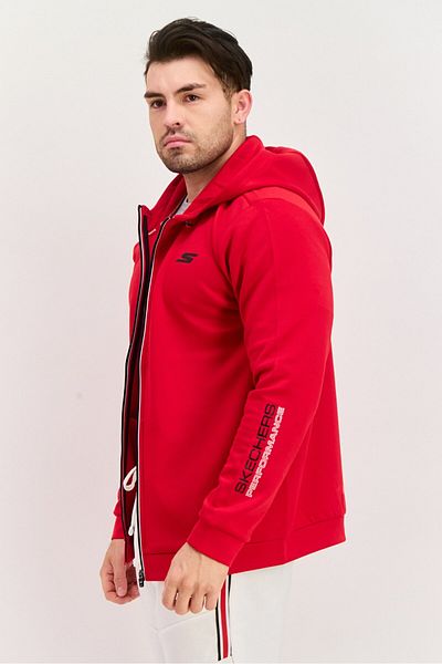 SKECHERS Men Sportswear Fit Long Sleeve Outdoor Sweatshirt, Red
