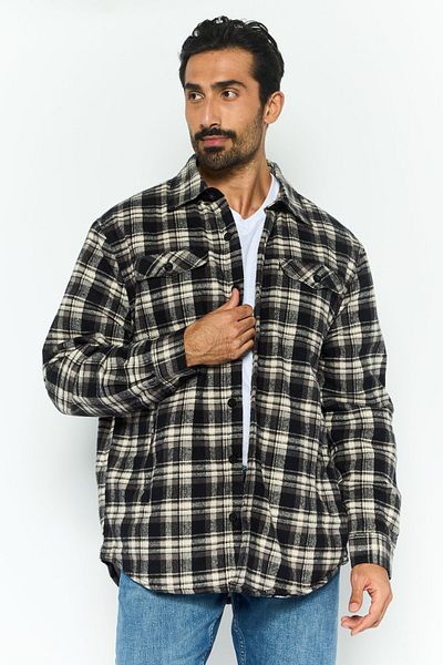 Rainforest Men Plaid Jacket Shirt, Charcoal