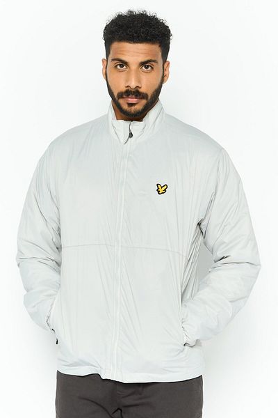 Lyle & Scott Men Brand Logo Packable Windbreaker Jacket, Light Grey