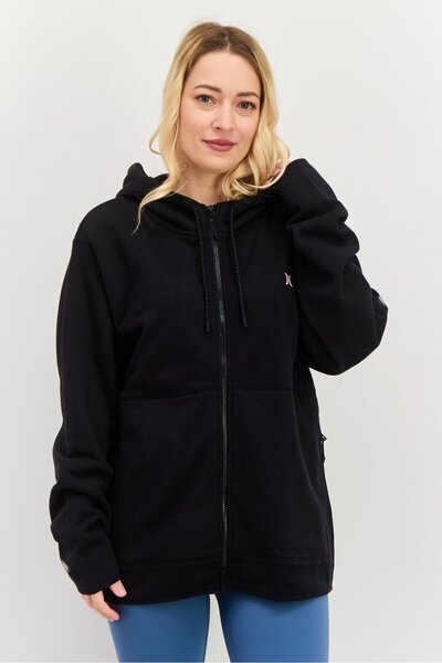 Hurley سويت شيرت رياضي نسائي بأكمام طويلة مناسب للخارج، أسود